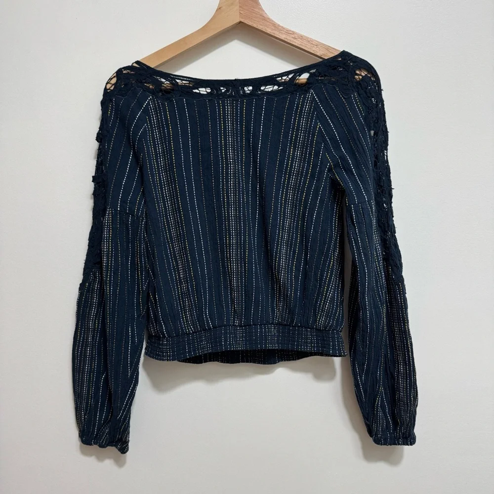 Free People Floating Memories Lace‎ Panel Embroidered Top XS